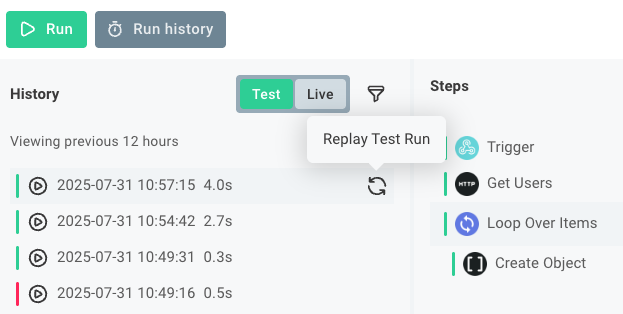 Replay Test Run